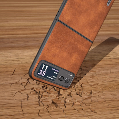 For Motorola Razr 40 ABEEL Morocco Texture PU Phone Case(Brown) - Motorola Cases by buy2fix | Online Shopping UK | buy2fix