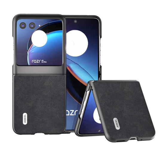 For Motorola Razr 40 Ultra ABEEL Morocco Texture PU Phone Case(Black) - Motorola Cases by buy2fix | Online Shopping UK | buy2fix