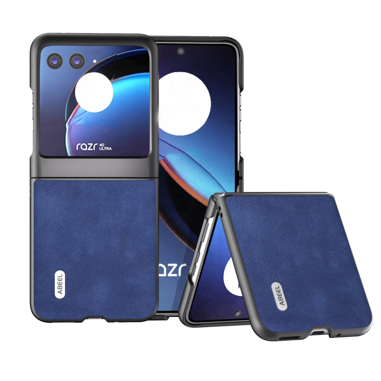 For Motorola Razr 40 Ultra ABEEL Morocco Texture PU Phone Case(Blue) - Motorola Cases by buy2fix | Online Shopping UK | buy2fix
