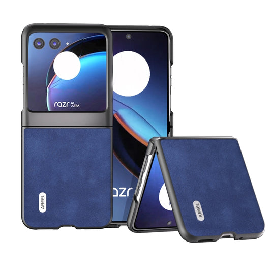For Motorola Razr 40 Ultra ABEEL Morocco Texture PU Phone Case(Blue) - Motorola Cases by buy2fix | Online Shopping UK | buy2fix
