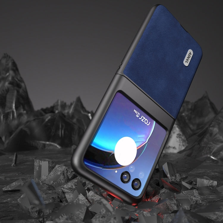 For Motorola Razr 40 Ultra ABEEL Morocco Texture PU Phone Case(Blue) - Motorola Cases by buy2fix | Online Shopping UK | buy2fix