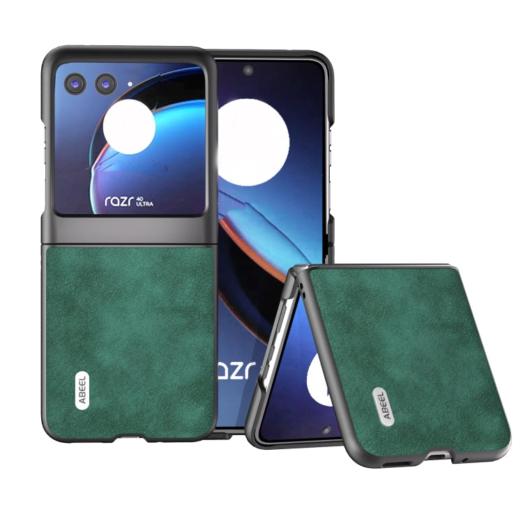 For Motorola Razr 40 Ultra ABEEL Morocco Texture PU Phone Case(Green) - Motorola Cases by buy2fix | Online Shopping UK | buy2fix