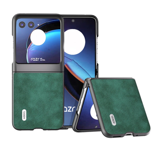 For Motorola Razr 40 Ultra ABEEL Morocco Texture PU Phone Case(Green) - Motorola Cases by buy2fix | Online Shopping UK | buy2fix