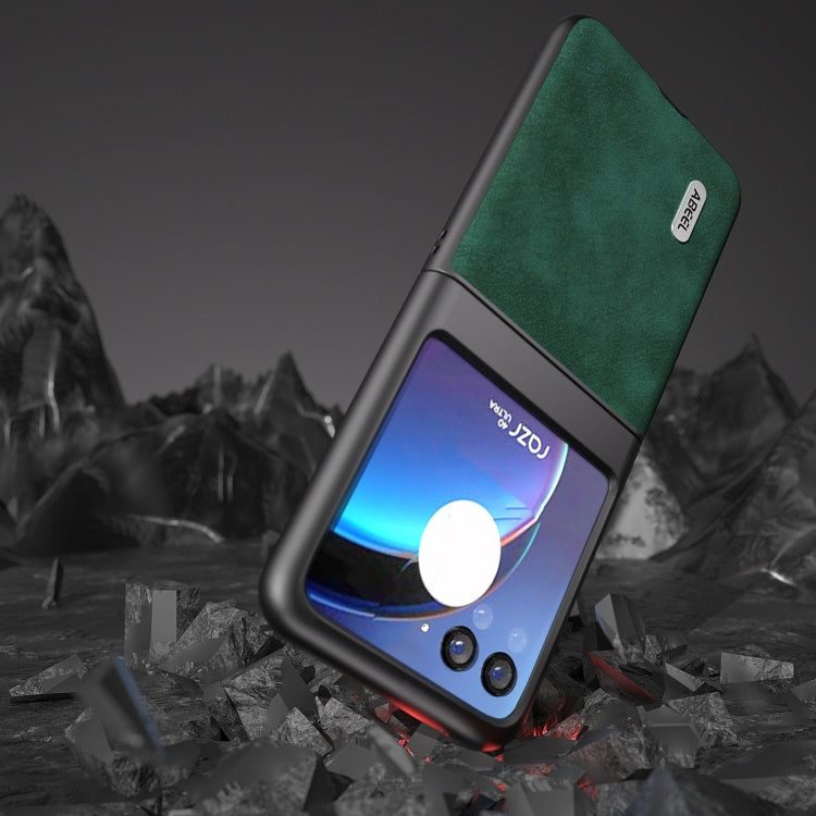 For Motorola Razr 40 Ultra ABEEL Morocco Texture PU Phone Case(Green) - Motorola Cases by buy2fix | Online Shopping UK | buy2fix