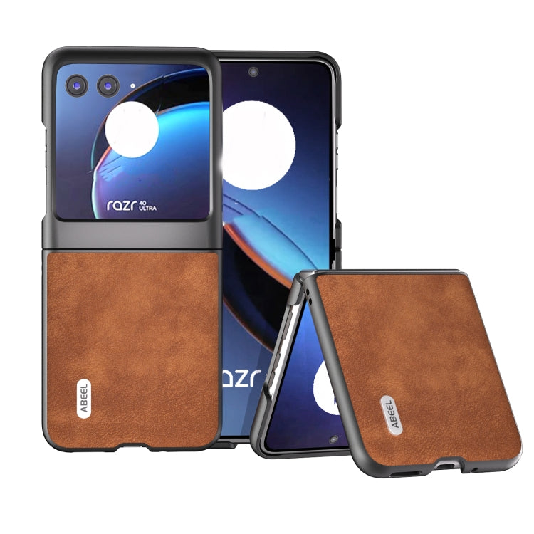 For Motorola Razr 40 Ultra ABEEL Morocco Texture PU Phone Case(Brown) - Motorola Cases by buy2fix | Online Shopping UK | buy2fix