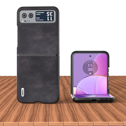 For Motorola Razr 40 ABEEL Cowhide Texture PU Phone Case(Black) by buy2fix