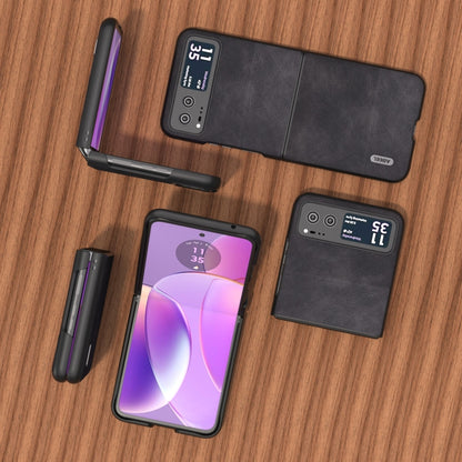 For Motorola Razr 40 ABEEL Cowhide Texture PU Phone Case(Black) by buy2fix