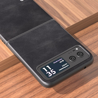 For Motorola Razr 40 ABEEL Cowhide Texture PU Phone Case(Black) by buy2fix