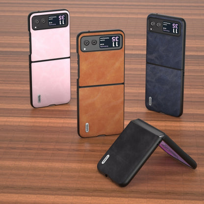 For Motorola Razr 40 ABEEL Cowhide Texture PU Phone Case(Black) by buy2fix