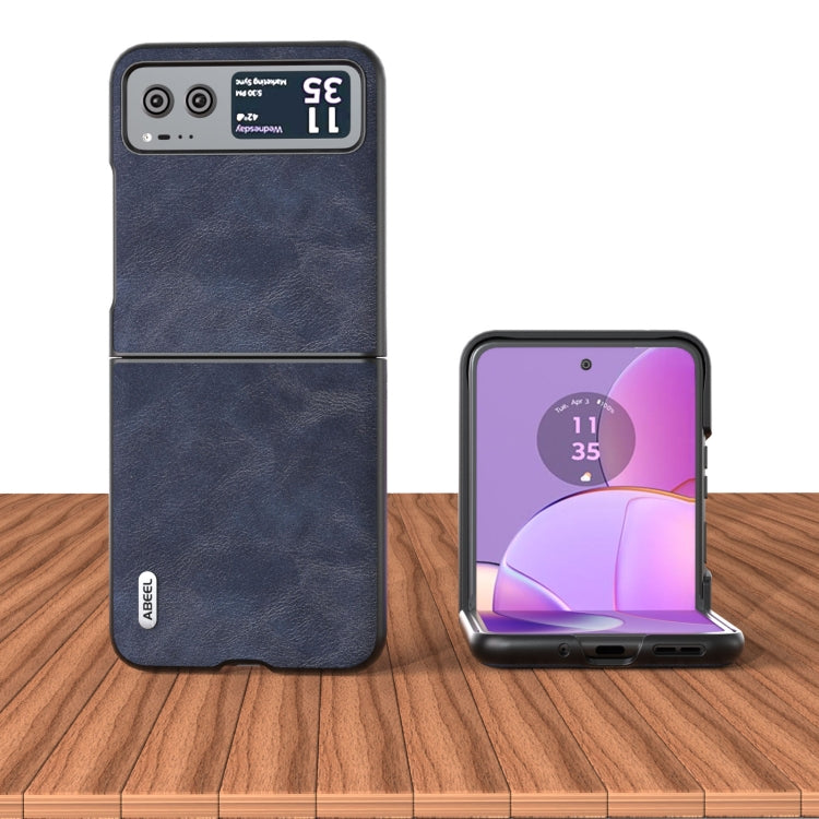 For Motorola Razr 40 ABEEL Cowhide Texture PU Phone Case(Blue) by buy2fix
