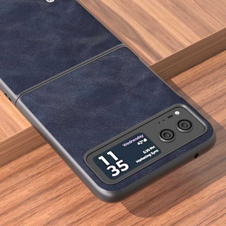 For Motorola Razr 40 ABEEL Cowhide Texture PU Phone Case(Blue) by buy2fix