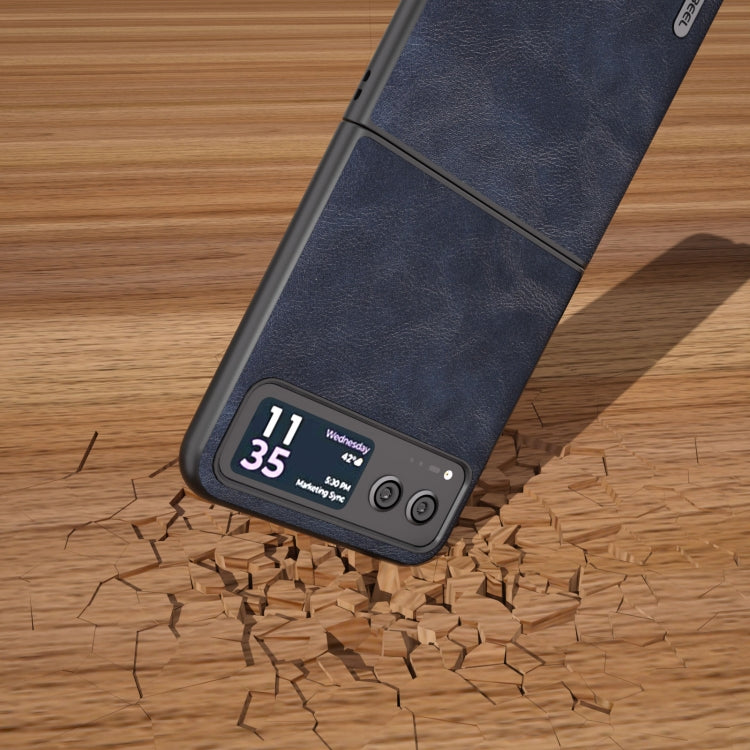 For Motorola Razr 40 ABEEL Cowhide Texture PU Phone Case(Blue) by buy2fix