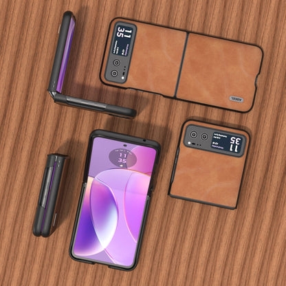 For Motorola Razr 40 ABEEL Cowhide Texture PU Phone Case(Brown) by buy2fix