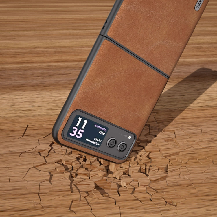 For Motorola Razr 40 ABEEL Cowhide Texture PU Phone Case(Brown) by buy2fix