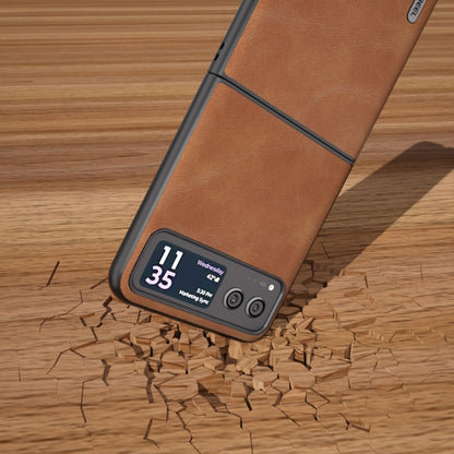 For Motorola Razr 40 ABEEL Cowhide Texture PU Phone Case(Brown) by buy2fix