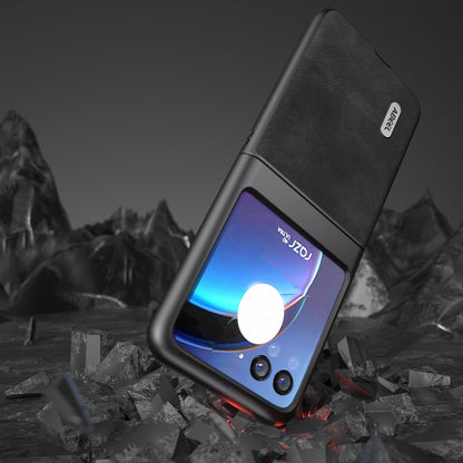 For Motorola Razr 40 Ultra ABEEL Cowhide Texture PU Phone Case(Black) by buy2fix
