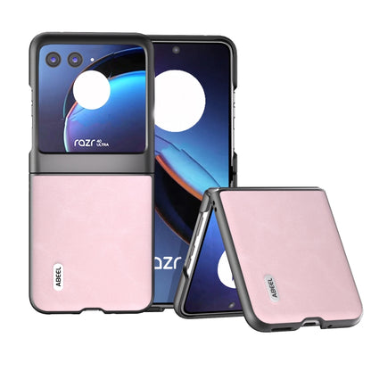 For Motorola Razr 40 Ultra ABEEL Cowhide Texture PU Phone Case(Pink) by buy2fix