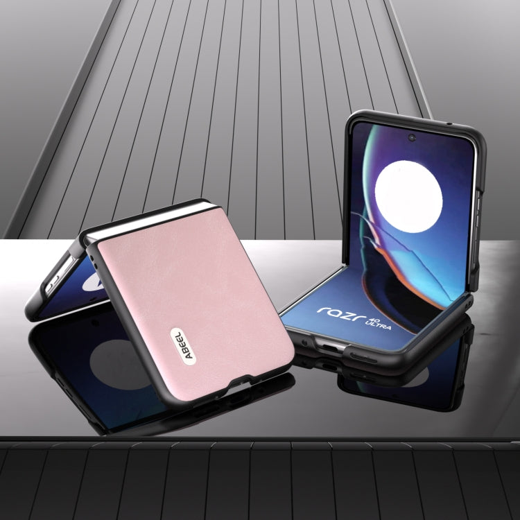 For Motorola Razr 40 Ultra ABEEL Cowhide Texture PU Phone Case(Pink) by buy2fix