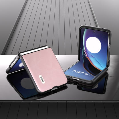 For Motorola Razr 40 Ultra ABEEL Cowhide Texture PU Phone Case(Pink) by buy2fix