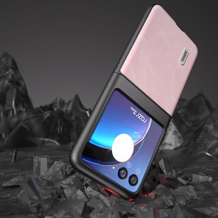 For Motorola Razr 40 Ultra ABEEL Cowhide Texture PU Phone Case(Pink) by buy2fix