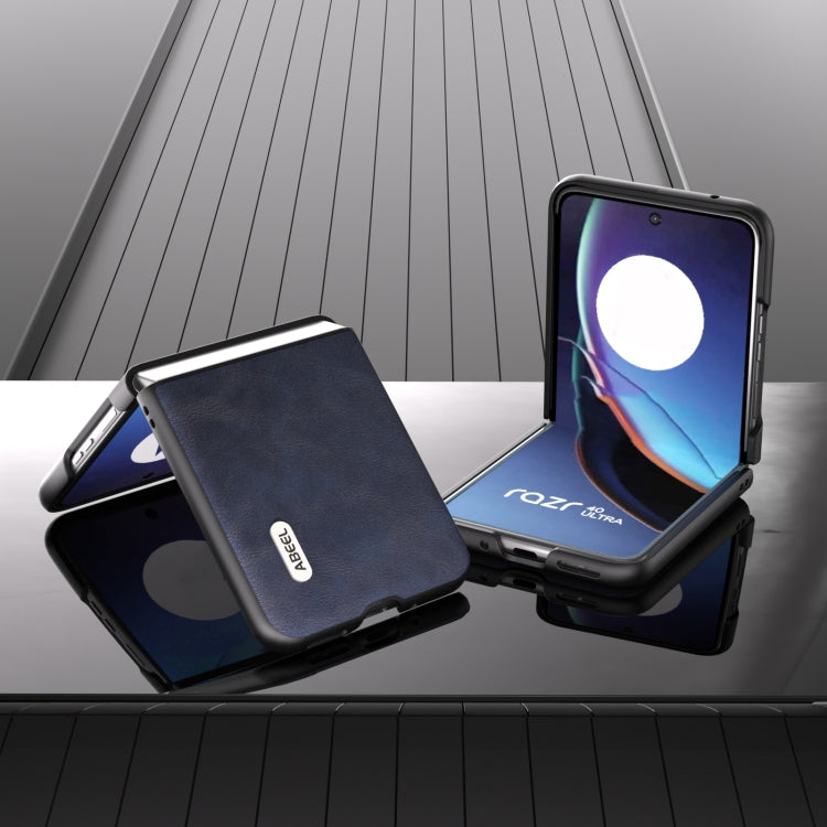 For Motorola Razr 40 Ultra ABEEL Cowhide Texture PU Phone Case(Blue) by buy2fix