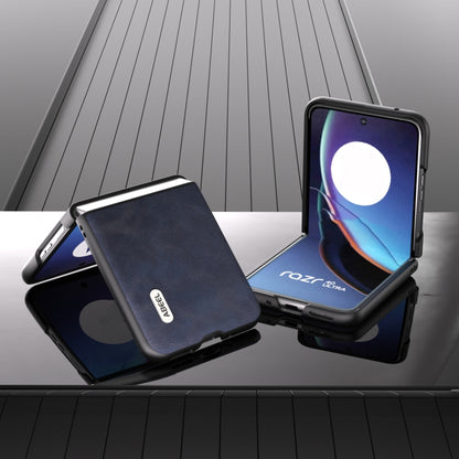 For Motorola Razr 40 Ultra ABEEL Cowhide Texture PU Phone Case(Blue) by buy2fix