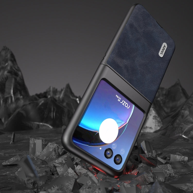 For Motorola Razr 40 Ultra ABEEL Cowhide Texture PU Phone Case(Blue) by buy2fix