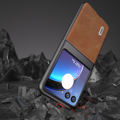 For Motorola Razr 40 Ultra ABEEL Cowhide Texture PU Phone Case(Brown) by buy2fix