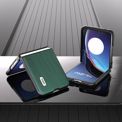 For Motorola Razr 40 Ultra ABEEL Wood Texture PU Phone Case(Green) by buy2fix