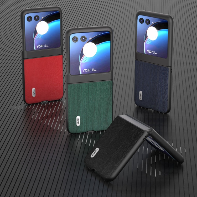 For Motorola Razr 40 Ultra ABEEL Wood Texture PU Phone Case(Green) by buy2fix