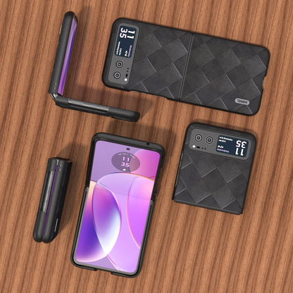 For Motorola Razr 40 ABEEL Weave Plaid PU Phone Case(Black) by buy2fix
