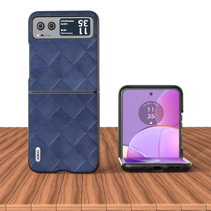 For Motorola Razr 40 ABEEL Weave Plaid PU Phone Case(Blue) by buy2fix