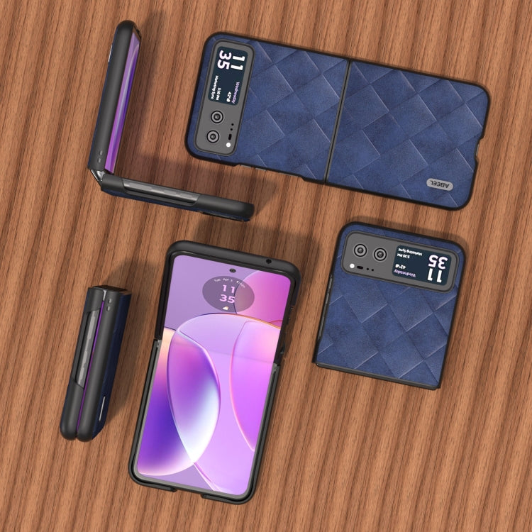 For Motorola Razr 40 ABEEL Weave Plaid PU Phone Case(Blue) by buy2fix