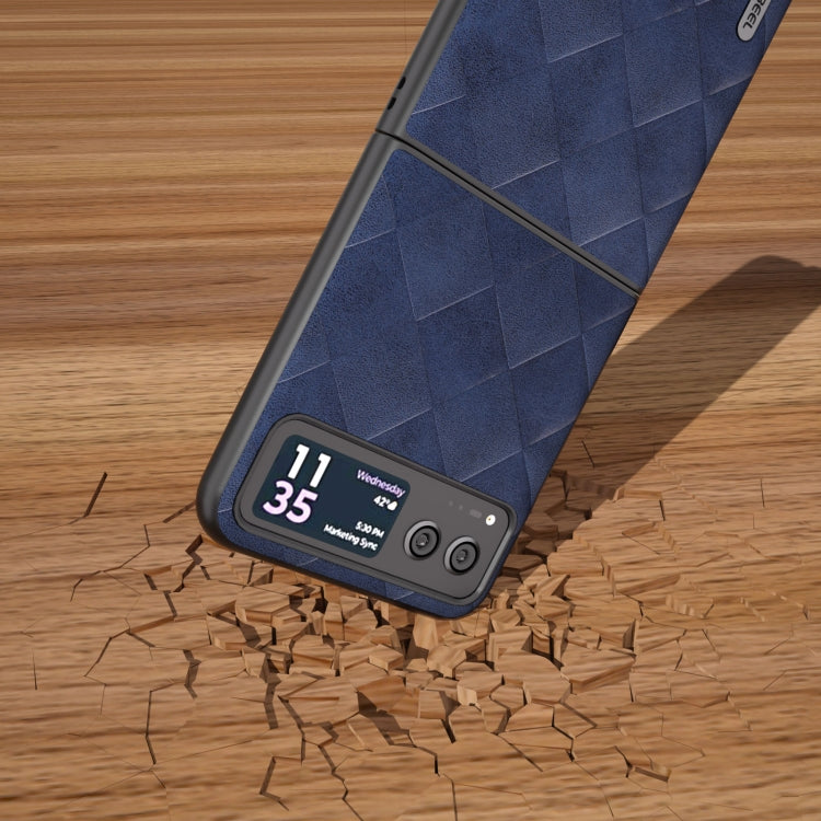 For Motorola Razr 40 ABEEL Weave Plaid PU Phone Case(Blue) by buy2fix