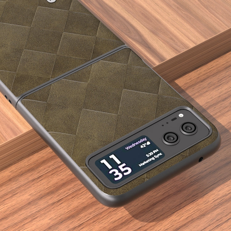 For Motorola Razr 40 ABEEL Weave Plaid PU Phone Case(Green) by buy2fix