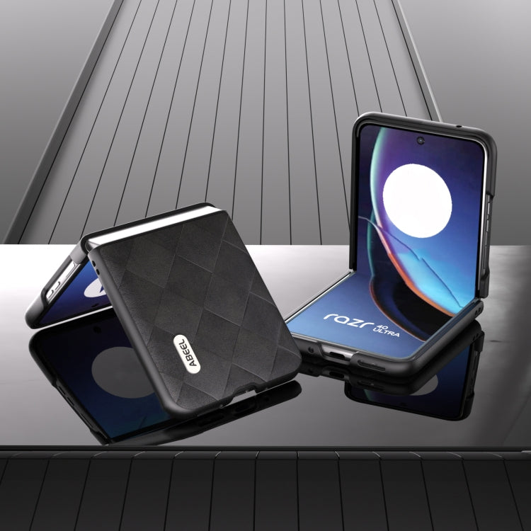 For Motorola Razr 40 Ultra ABEEL Weave Plaid PU Phone Case(Black) by buy2fix