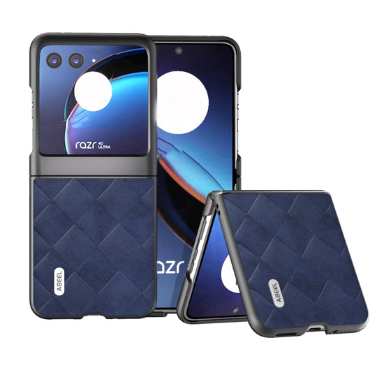 For Motorola Razr 40 Ultra ABEEL Weave Plaid PU Phone Case(Blue)