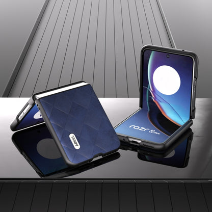 For Motorola Razr 40 Ultra ABEEL Weave Plaid PU Phone Case(Blue) by buy2fix