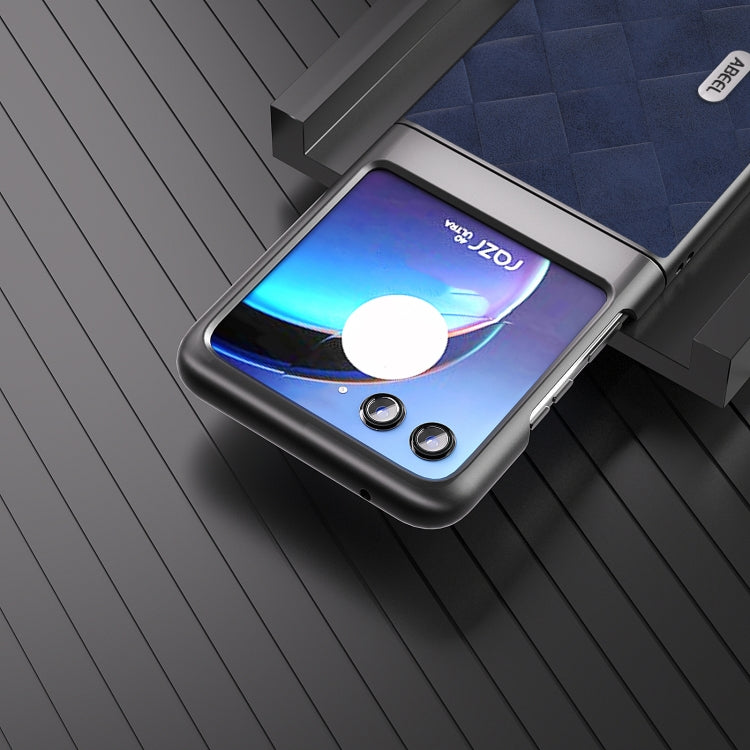 For Motorola Razr 40 Ultra ABEEL Weave Plaid PU Phone Case(Blue) by buy2fix