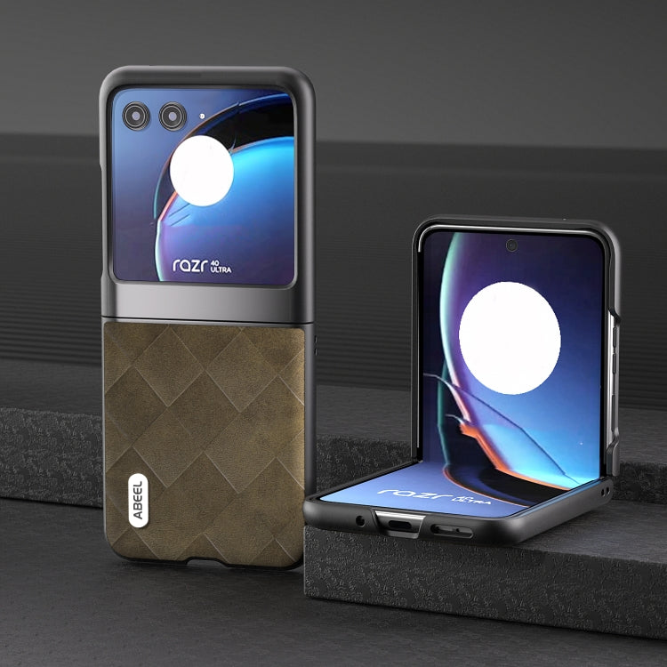 For Motorola Razr 40 Ultra ABEEL Weave Plaid PU Phone Case(Green) by buy2fix