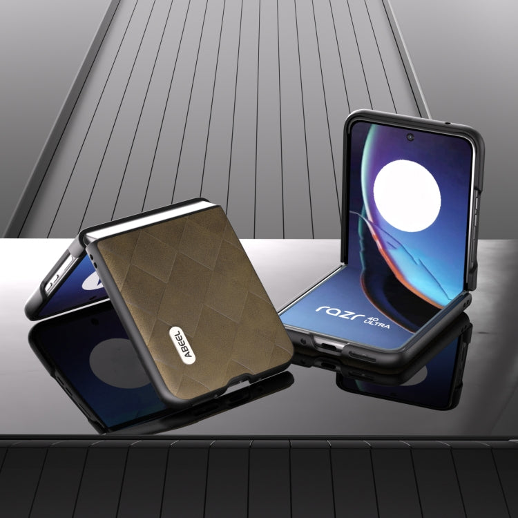 For Motorola Razr 40 Ultra ABEEL Weave Plaid PU Phone Case(Green) by buy2fix