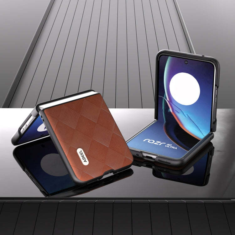 For Motorola Razr 40 Ultra ABEEL Weave Plaid PU Phone Case(Brown) by buy2fix