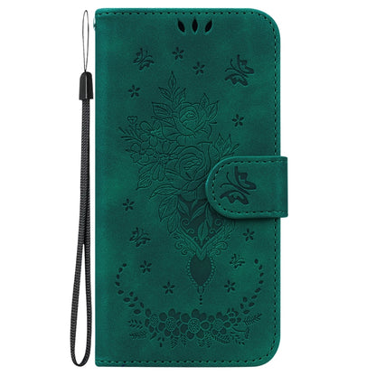 For Motorola Moto G Power 5G 2024 Butterfly Rose Embossed Leather Phone Case(Green) by buy2fix