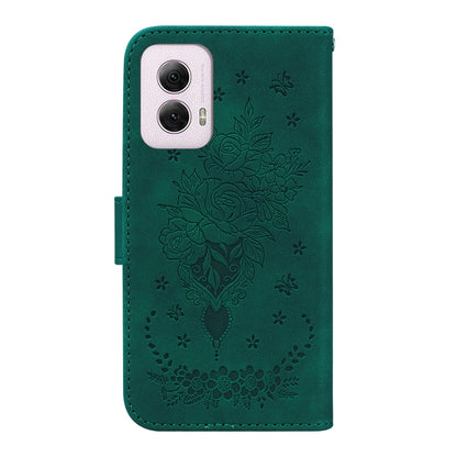For Motorola Moto G Power 5G 2024 Butterfly Rose Embossed Leather Phone Case(Green) by buy2fix