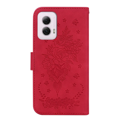 For Motorola Moto G Power 5G 2024 Butterfly Rose Embossed Leather Phone Case(Red) by buy2fix