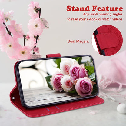 For Motorola Moto G Power 5G 2024 Butterfly Rose Embossed Leather Phone Case(Red) by buy2fix