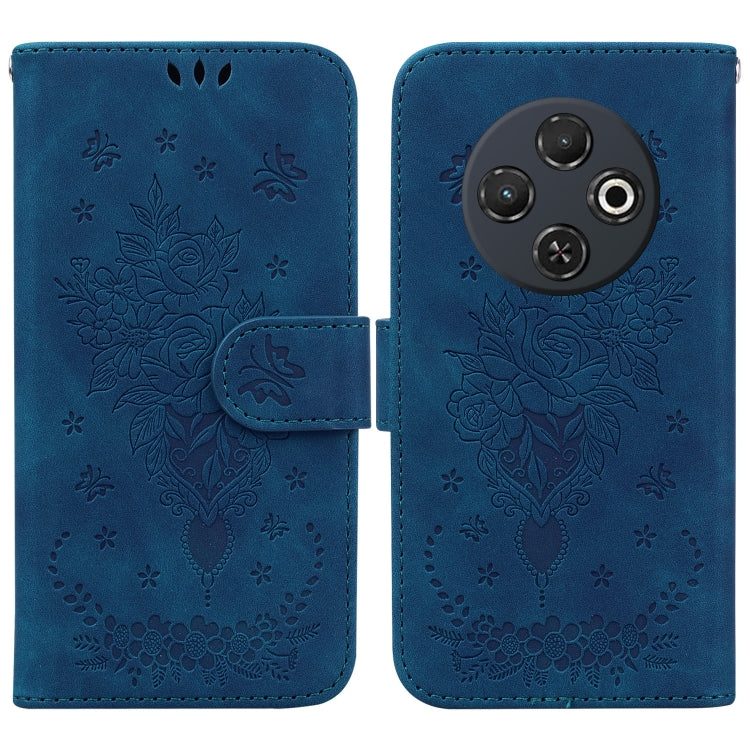 For Tecno Spark 30C Butterfly Rose Embossed Leather Phone Case(Blue) by buy2fix