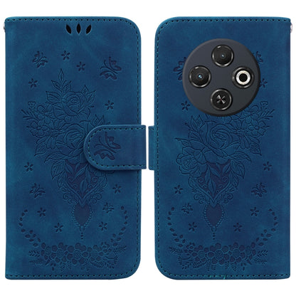 For Tecno Spark 30C Butterfly Rose Embossed Leather Phone Case(Blue) by buy2fix