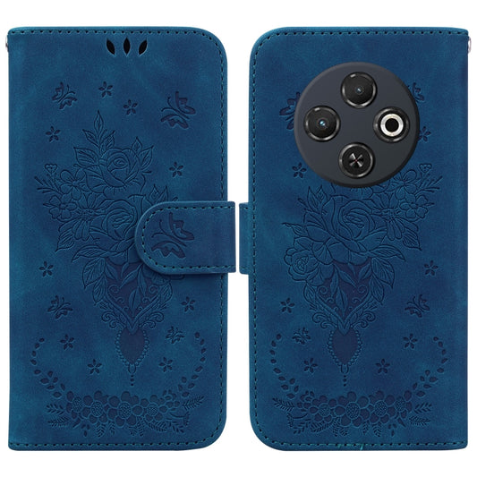 For Tecno Spark 30C Butterfly Rose Embossed Leather Phone Case(Blue) by buy2fix