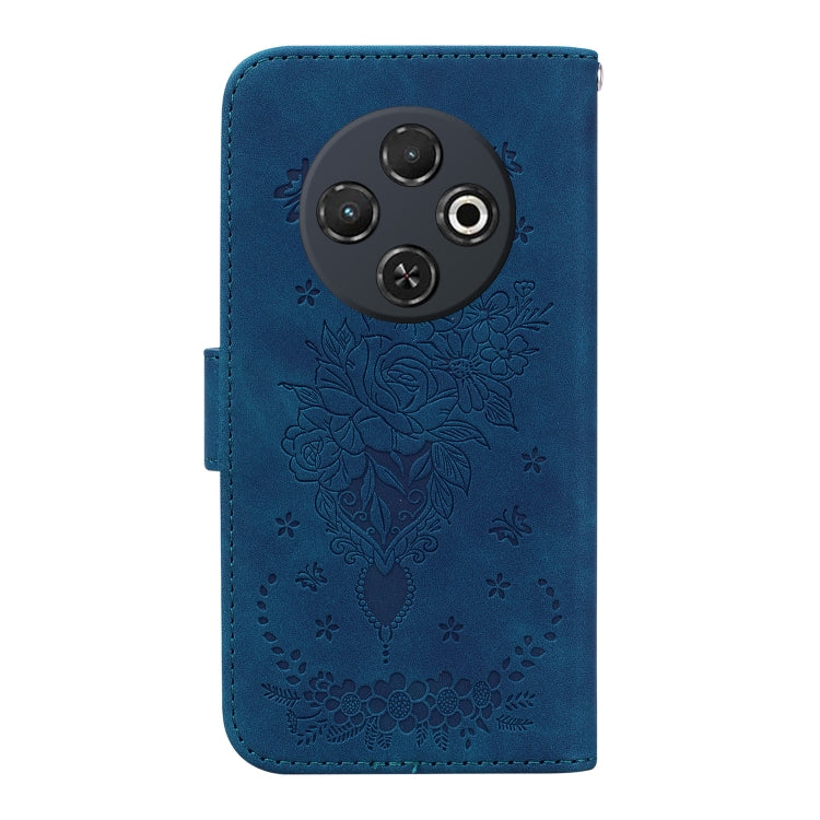 For Tecno Spark 30C Butterfly Rose Embossed Leather Phone Case(Blue) by buy2fix